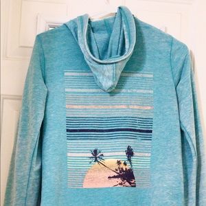 Roxy Blue Zip-Up w/ Sunset Design on Back